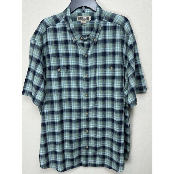 Duluth Trading Co. Men's 2XL Short Sleeve Relaxed Fit Plaid Hemp Blend Shirt - Picture 1 of 10